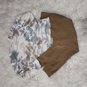 Secret Treasures Waffle Knit Tie Dye Long Sleeve Top and Joggers Set XS (0-2)